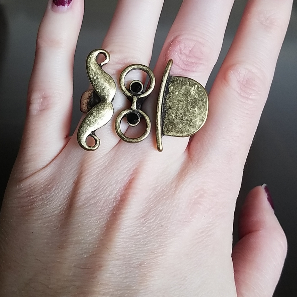 Adjustable Mustache man ring
